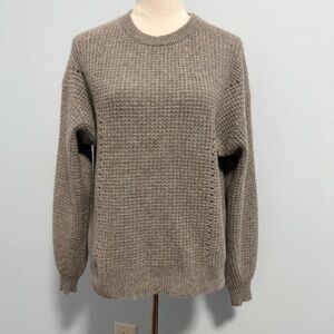 White + Warren Grey Textured Knit 100% Cashmere Sweater Size S